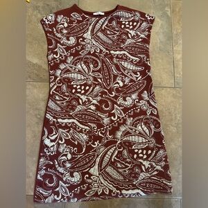 Zara Burgundy Paisley Knit Dress Women’s Size Small
